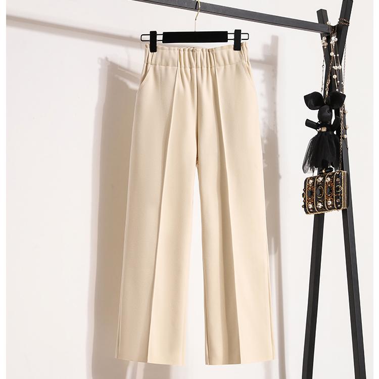 DIMANAF Plus Size Winter Women Long Pants Elastic Waist Loose Casual Wide Leg Pants Thick Cotton Wool Trousers Pants