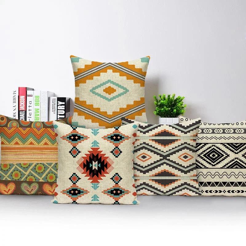 Geometry Cushion Cover Polyester Square Home Decor Pillow Cover Chair Car Ethnic Style Bohemian Throw Pillow Case