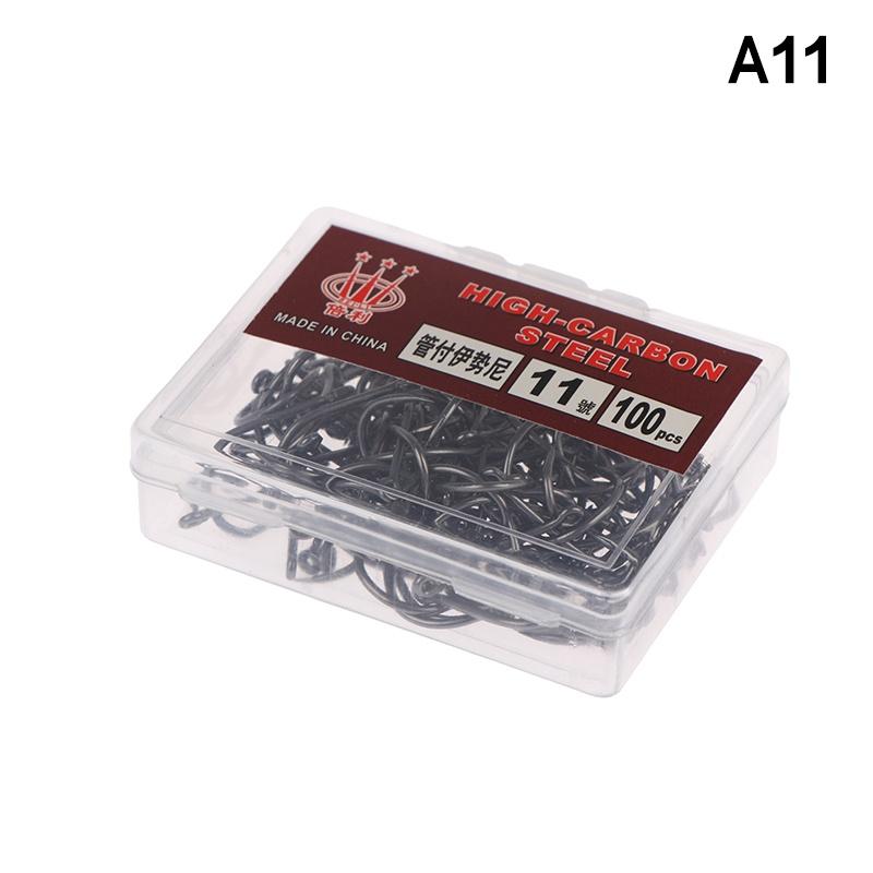 100Pcs/Box High Carbon Steel Fish Hook Durable High Strength Barbed Fishing Hooks With Ring For Carp Fishing Accessories