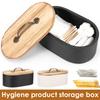 Bathroom Storage Box Oval Wood Feminine Product Organizer with Lid Minimalist Tampon Storage Container Toilet Accessories Box