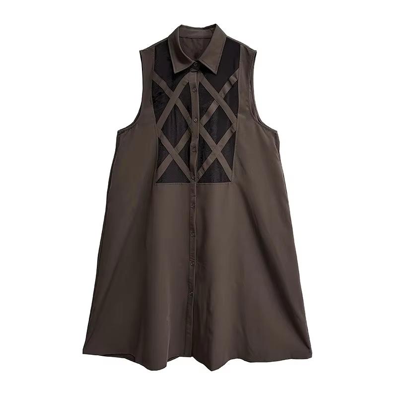 

XITAO Сетчатое Прозрачное Платье Без Рукавов GYX1528 One Size кофейный