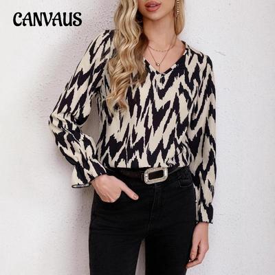 Women's New Autumn Style Casual All Match Loose Print Lazy Wind Long Sleeved Top