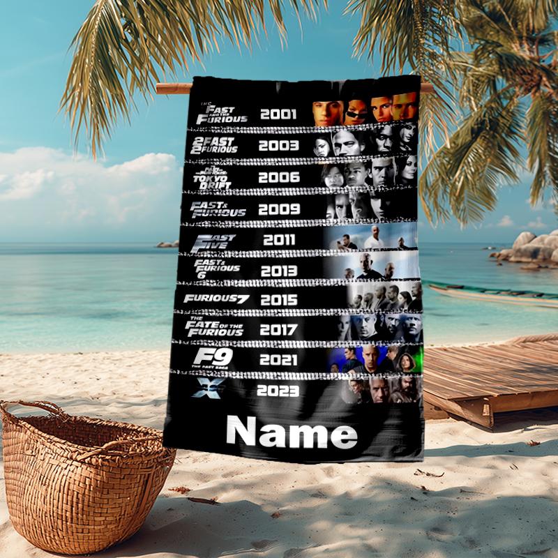 Custom Name Ultra-Soft Beach Towel with Fast & Furious Theme,Ideal for Pool - Camping, Diving - Perfect Travel Essential, Vibrant Beach Towel.