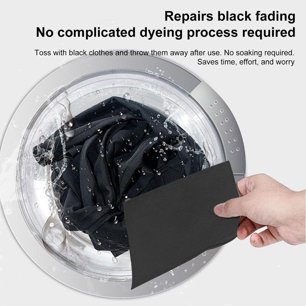 Color Restorer Laundry Sheets 15 Pieces Black Clothing Dye for Fabric Care Garment Restoration Washing Faded Clothes Jeans Socks
