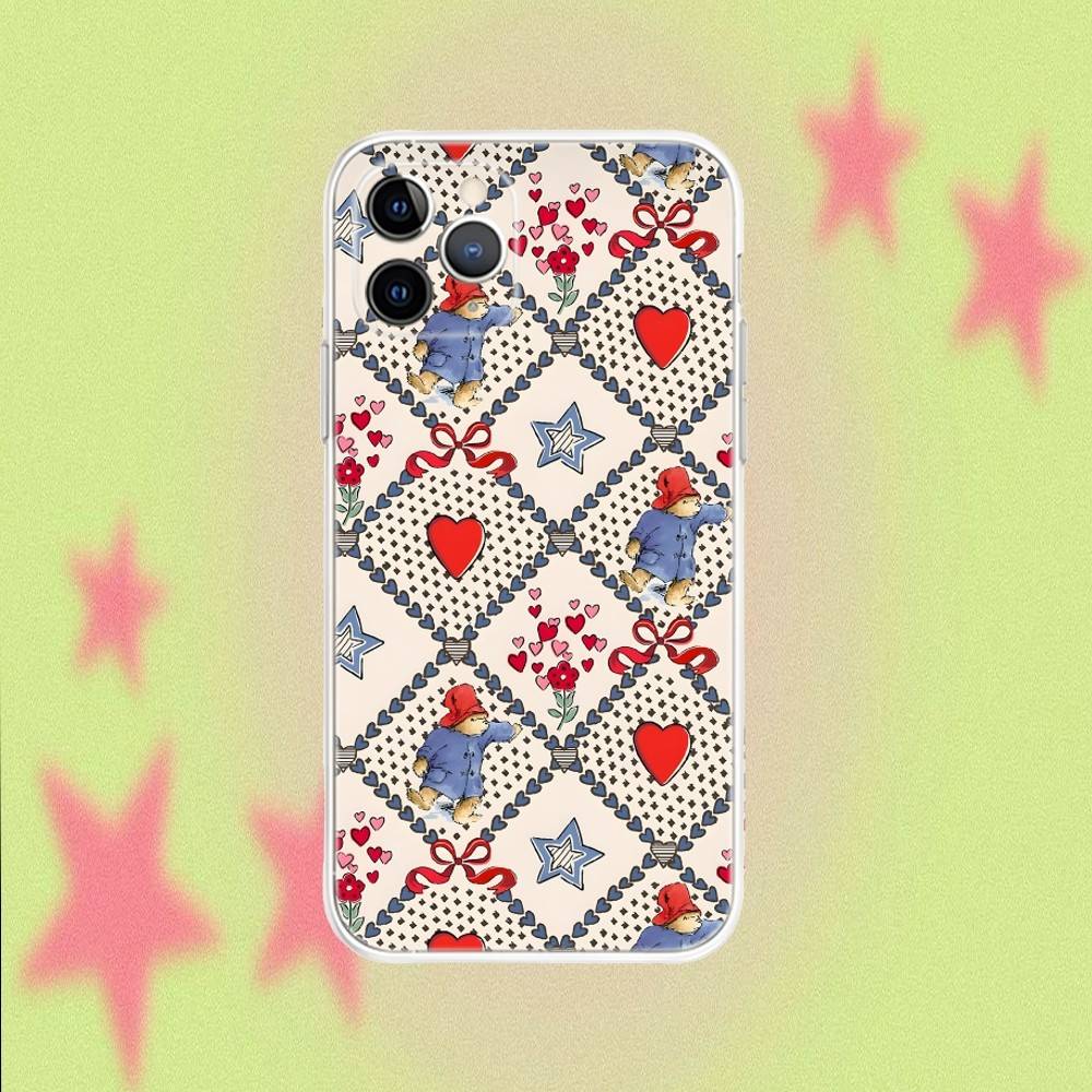 P-PaddingtonS Bear Phone Case For iPhone 17,16,15,14,13,12,11 Pro,Max,Plus,Air,X,XS,XR,SE,Mini Transparent Soft