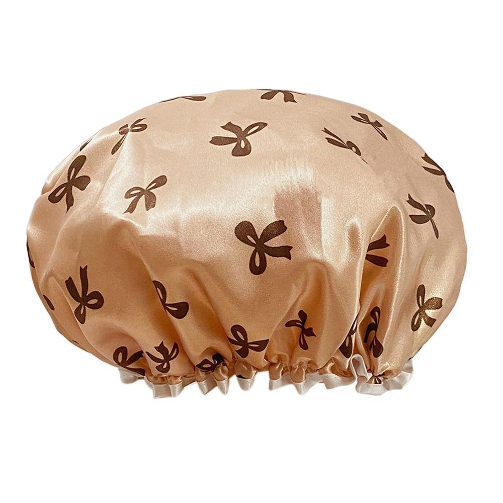 Elastic Shower Cap Double Layered Shower Hair Cover Universal Bath Hat