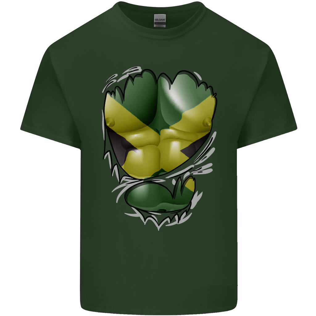 The Jamaican Flag Ripped Muscles Jamaica Unisexs Light Cotton TShirt