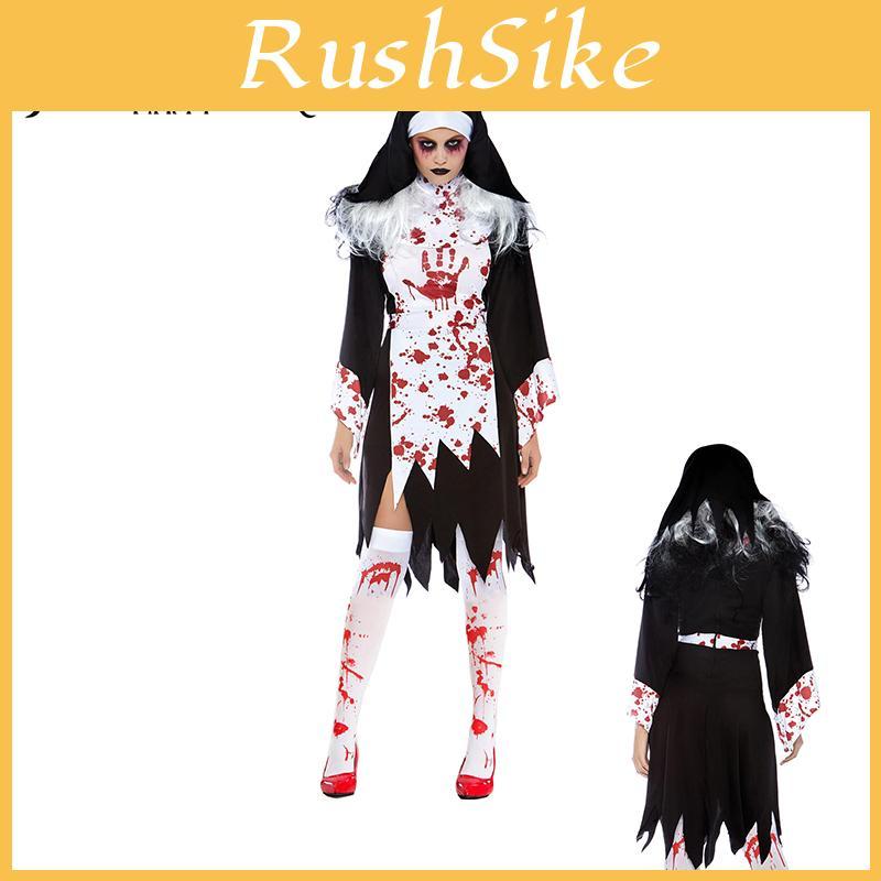 Scary Halloween Horror Nun Ghost Cosplay Costume For Women