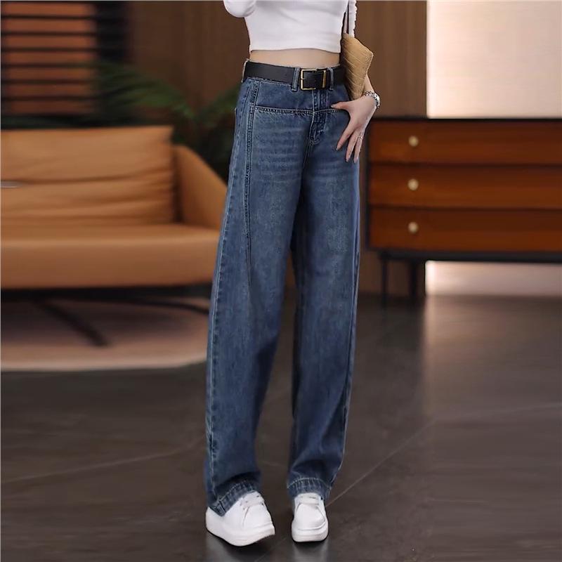 

Women s 2025 Retro Denim Curved Wide-Leg High Waist Slimming Pants M /27 (95-105 lbs recommended)