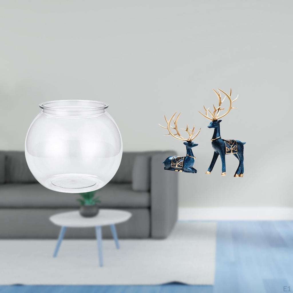 Transparent Small Fish Tank Ornament Aquarium Bowl Vase Table Home Decor Plants Reindeer Statue