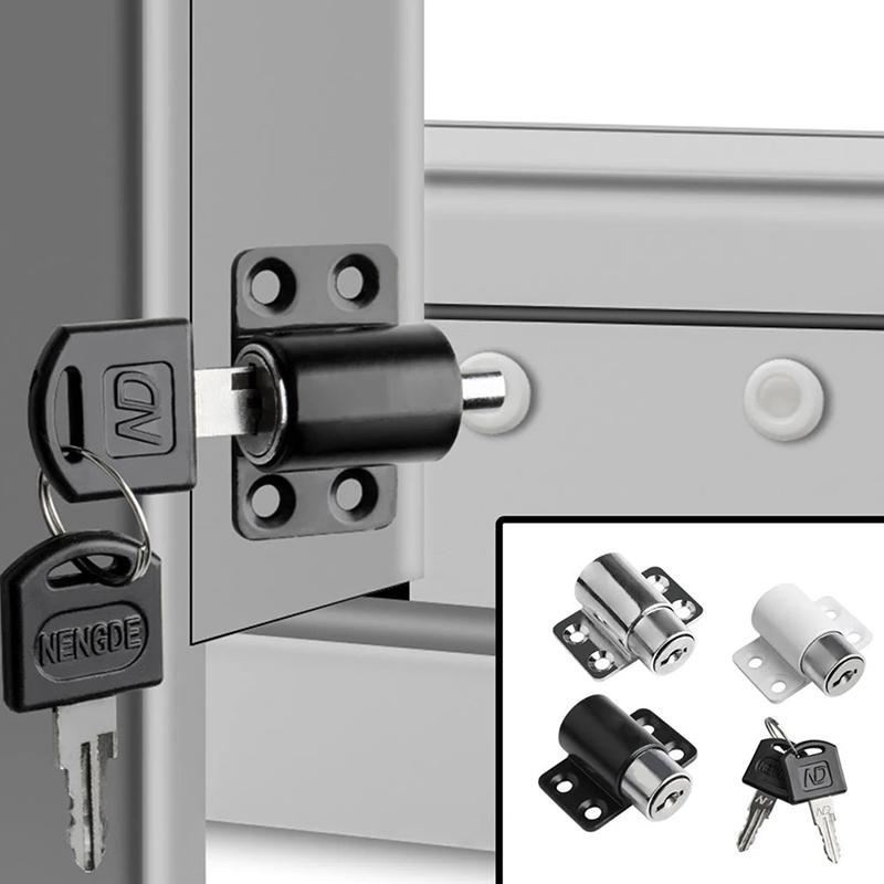2 Keys 1 Set Sliding Door Window Locks With Baby Child Safety Protection Door Security Lock Catches Push-Pull Window Limiter