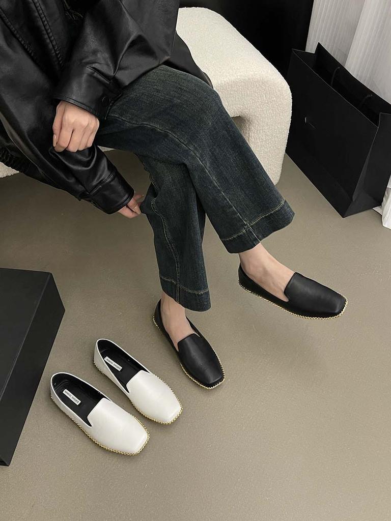 fashion Round Toe Women Loafers Solid Color Dress Shoes Flat Low Heeled 2024 New Arrivals Fashion Dress Shoes Woman Size 35-39 Metal