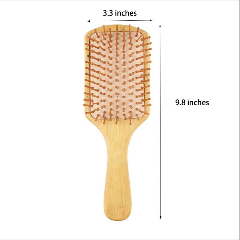 Private Logo 100% Natural Eco-friendly Massages Scalp Anti-Static Hairbrush Detangle Hair Brush with Bamboo Bristles