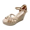333-1 Slope Heel Super High Heels 10CM Waterproof Table Muffin Thick-soled Hemp Rope Woven Thin Belt Fish Mouth Sandals Women's Summer