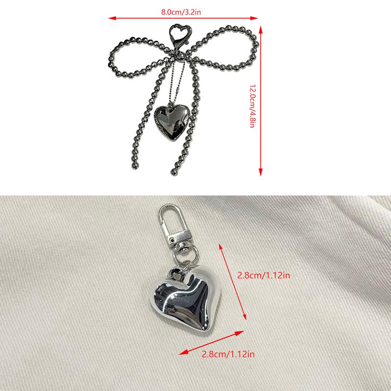 Perlový přívěsek Srdce Přívěsek na klíče Korálkový přívěšek na telefon Odnímatelné mašle Přívěšek na telefon Ručně vyráběný přívěsek na klíče Šperky do kabelky