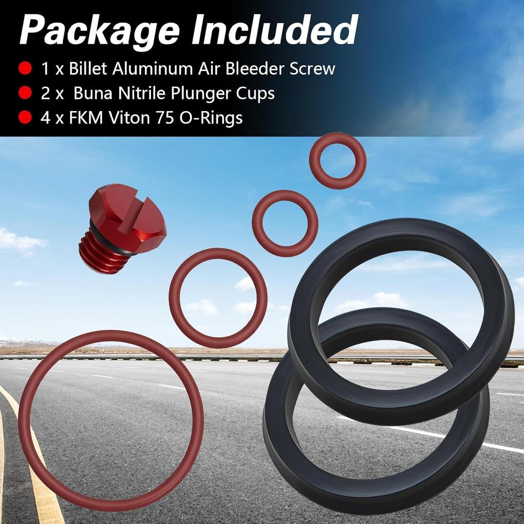 Fuel Filter Primer Rebuild Seal Kit with Billet Aluminum Air Bleeder Screw and Viton O-Rings Compatible with Chevy GMC LB7 LLY LBZ LMM LML 6.6L