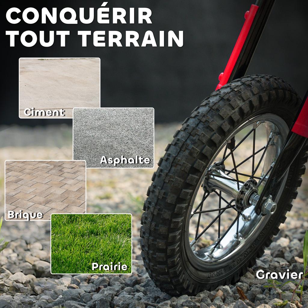 Electric Motorcycle for Children, 24 V, 250 W, Speed 6.4-16 km/h, Ages 8-12, Red