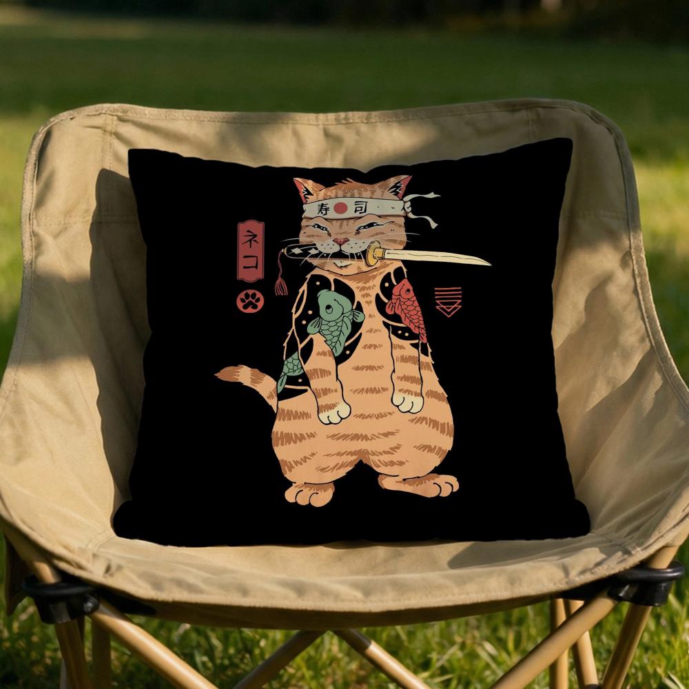 Japanese Style Cat Cushion Cover Soft Reversible  Durable Pillow Cover  MultiScene Use for Home  Car Daily Comfort