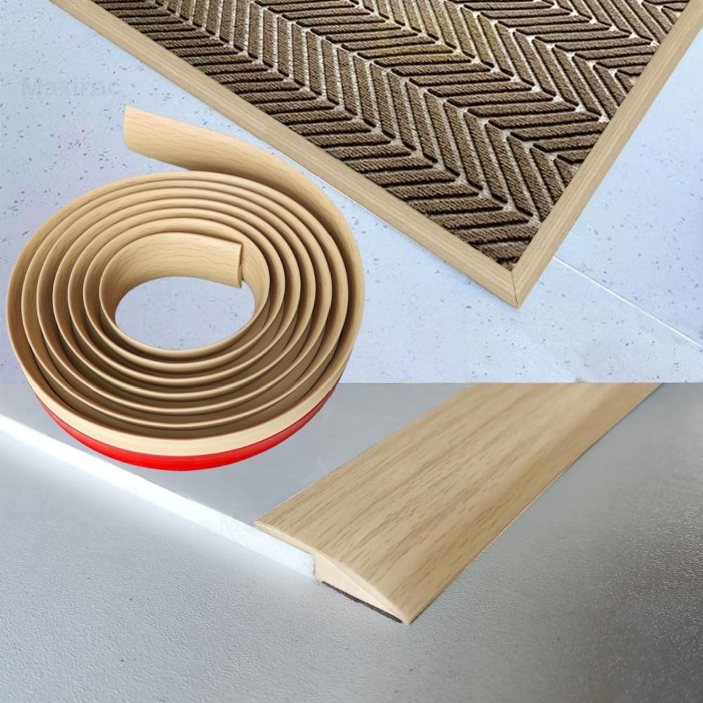1PC 1m/39.37inch Carpet To Tile Floor Transition Strip Wear-resistant Cuttable Edging Trim Strip PVC Self Adhesive Threshold