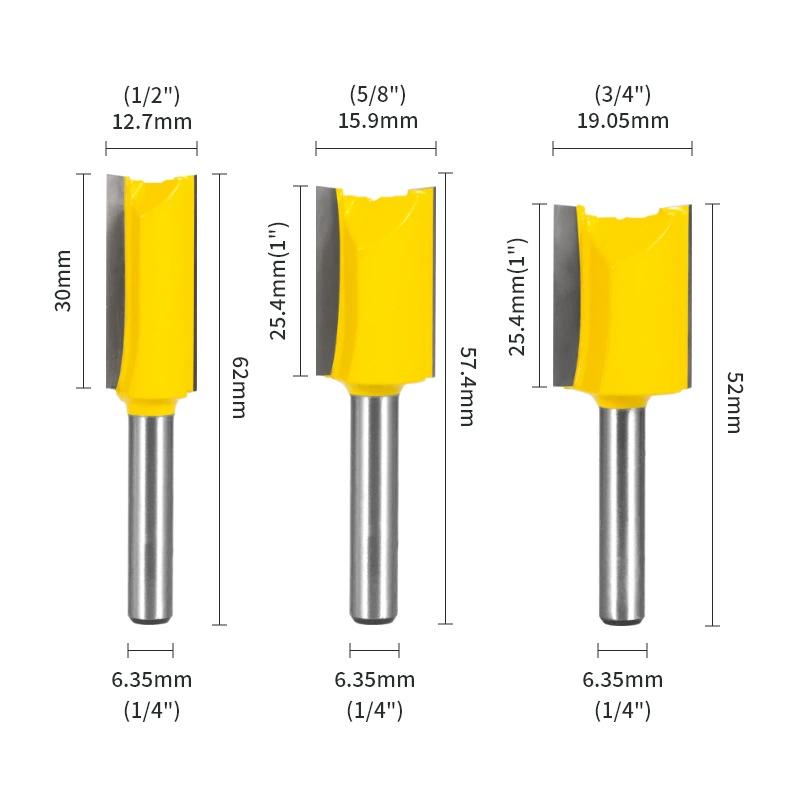 1/4 Shank Straight Bit Tungsten Carbide Single Double Flute Router Bit Wood Milling Cutter For Woodwork