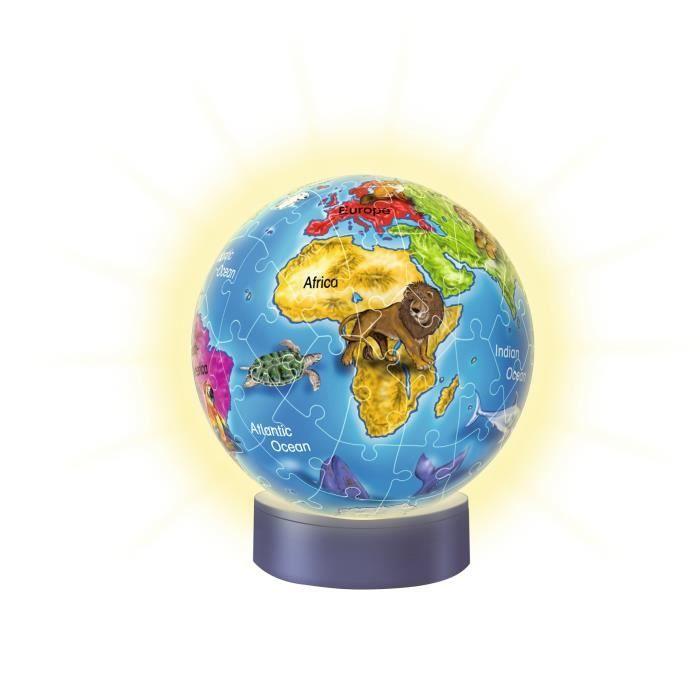 Ravensburger - puzzle 3d globe mappemonde avec led - 72 pièces