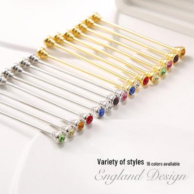Essential Gentlemen's Retro Zirconium Copper Collar Pin - 18K Gold Plated Formal Shirt Accessory