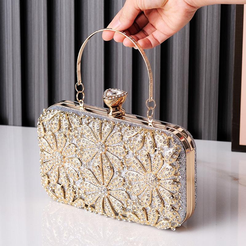 Diamond Luxury Brands Bags Novelty 2026 Evening Flower Clutch Shine Bling Crossbody Bags Fashion High Quality Women's Handbag