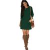 Women's Fashionable Long-sleeved Solid-color Round-neck Pocket Dress