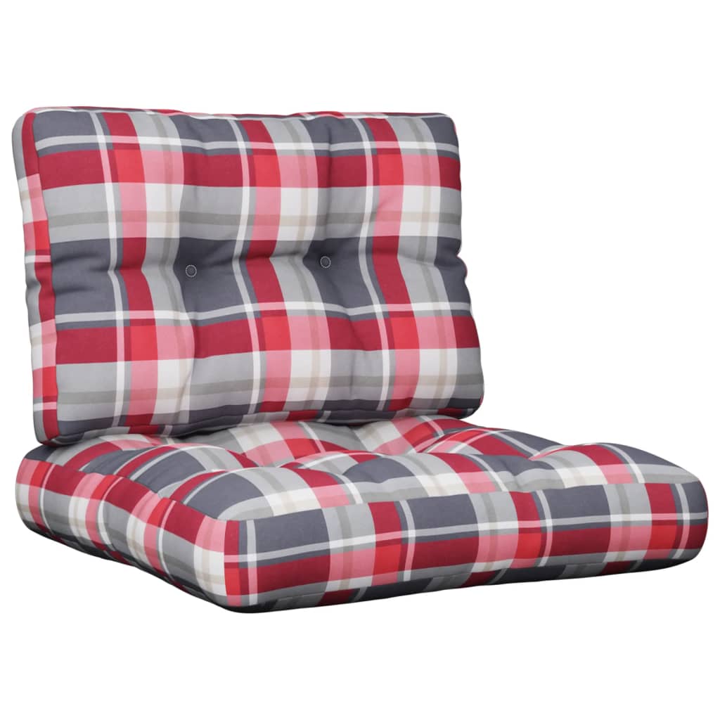 Vidaxl Pallet Sofa Cushions, 2 Pcs, Red Check, Fabric