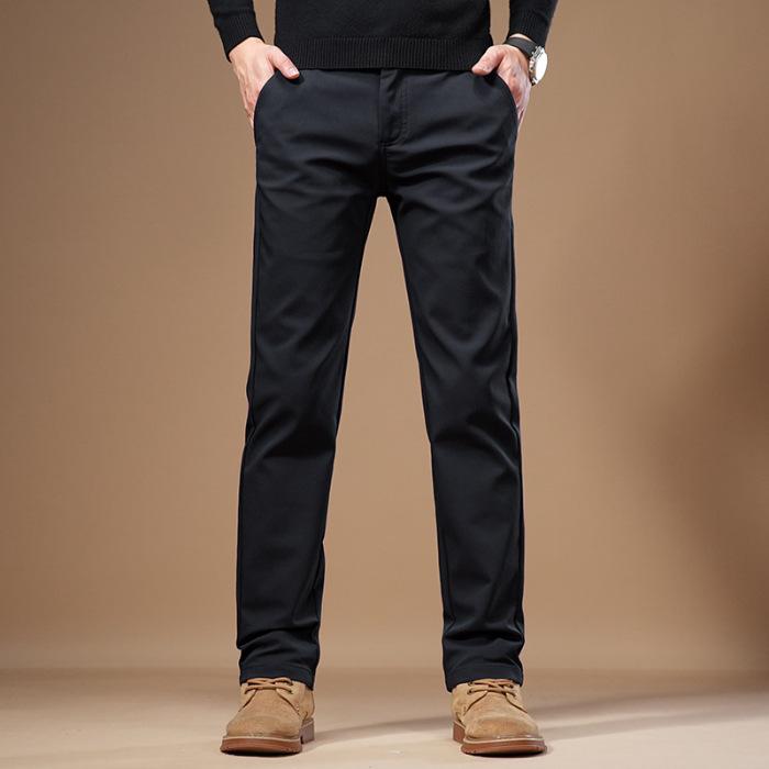 Pure cotton elastic men's light luxury casual pants straight fit light business fashion versatile casual slim trousers men