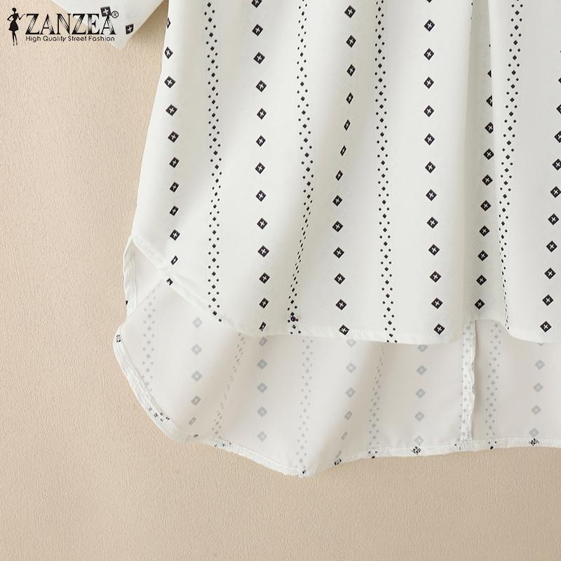 ZANZEA Women Turn Down Collar 3/4 Sleeve Loose Floral Blouse