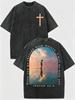 Herren 230g Gewaschenes Reines Baumwoll-Kurzarm-Rundhals-T-Shirt, Kreuz & Jesaja Ve