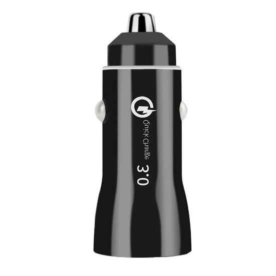 

QC3.0 Швидке заряджання 3.1A Dual USB Автомобільний зарядний пристрій Прикурювач Адаптер живлення чорний