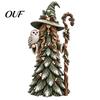 Christmas Witch Collectibles Santa Claus/Snowman/Witch Figurine with Tree Skirt Design, Table Centerpiece Indoor Party Ornaments for Christmas, Resin