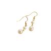 Simple natural freshwater pearl pendant earrings women's S911 sterling silver classic niche design versatile earrings high sense