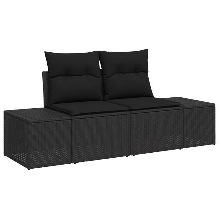 VidaXL Ensemble de Canapés de Jardin 7 pièces avec Coussins Noir Poly Rattan 3349119