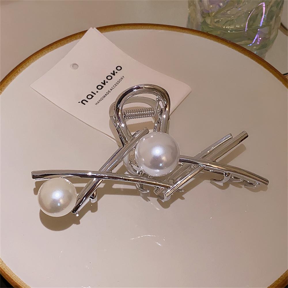 Pince à cheveux en métal en forme de X avec perle, creuse, pinces à cheveux, barrettes, couvre-chef, épingle à cheveux pour femmes, arrière de la tête, queue de cheval, accessoires pour cheveux