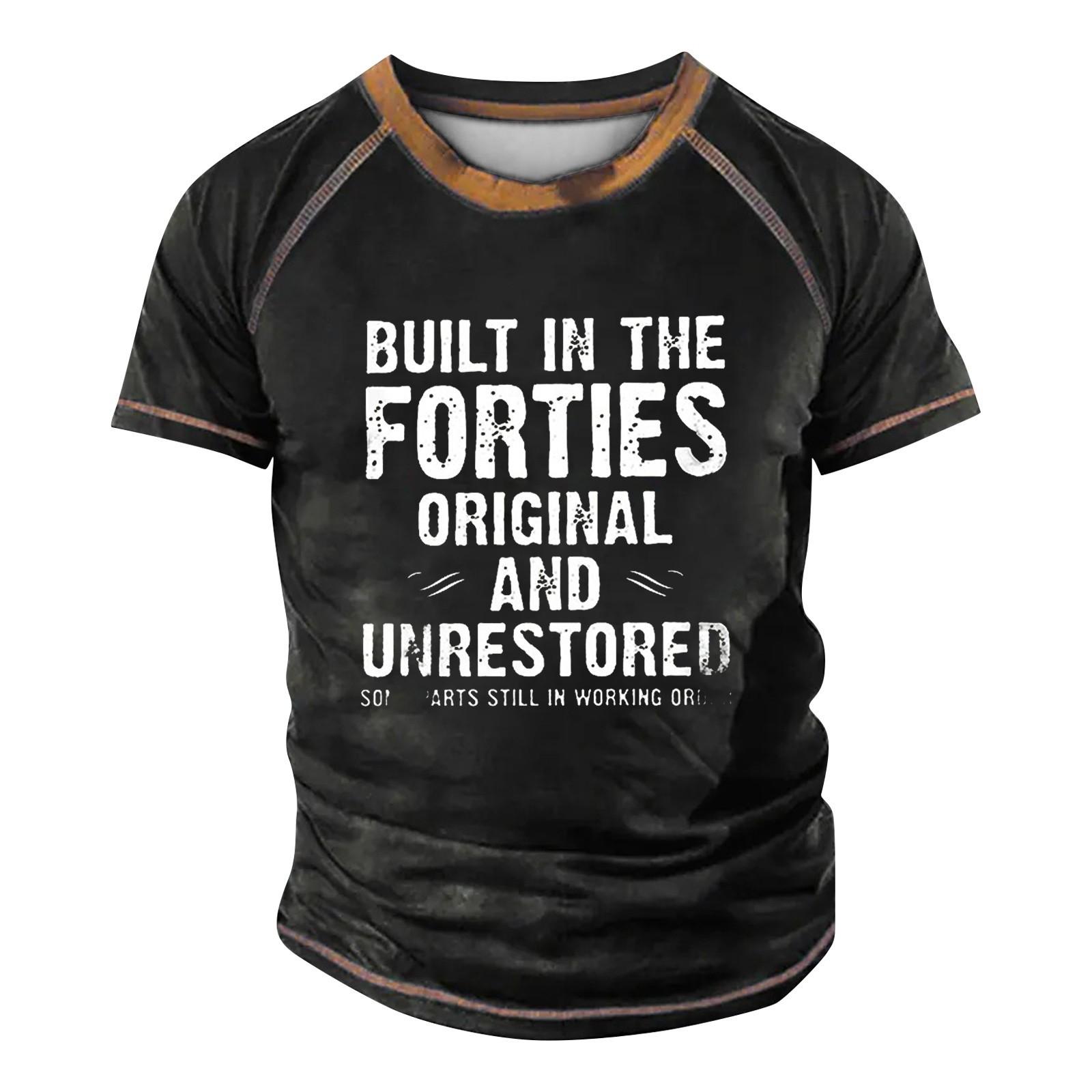 

Мужская футболка реглан в стиле ретро с коротким рукавом и круглым вырезом с буквенным принтом, топы XL