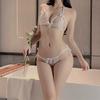 New Sexy Underwear Panties Sexy Lace Temptation Three-point Bra Set Hot No-take Uniform Women