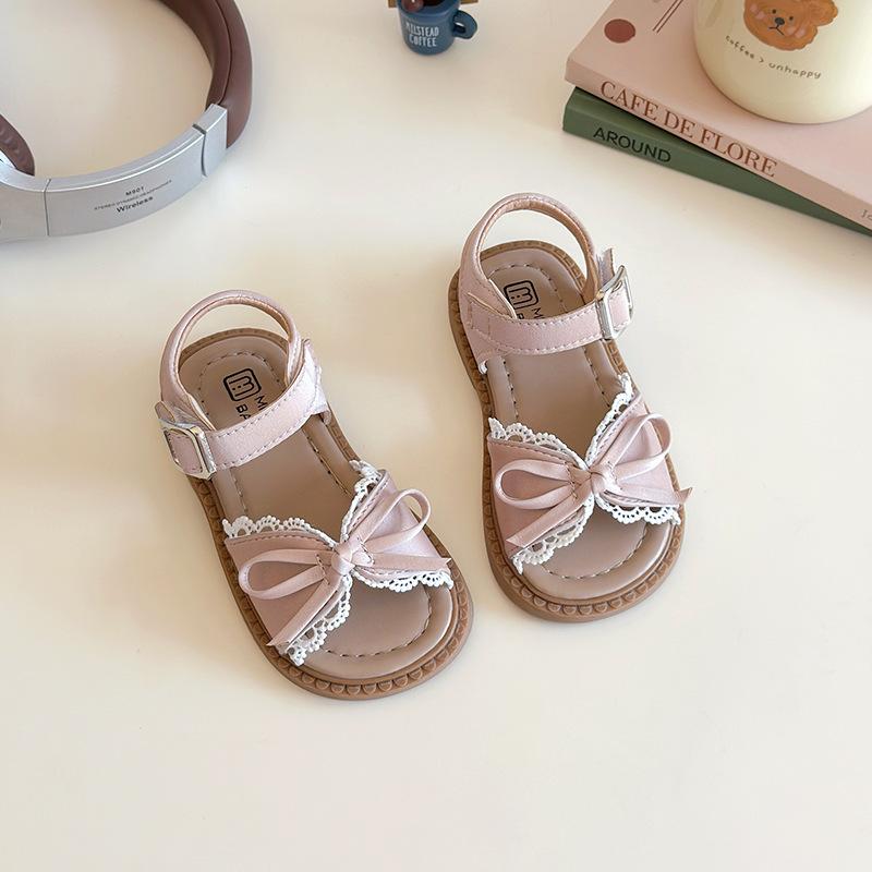 Cute Korean Style Lace Bow Princess Soft Sole Girls Sandals 21