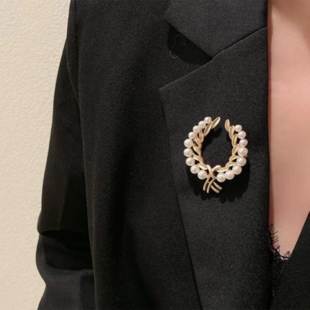Vintage Pearl Brooch Luxury Wheat Ears Lapel Pins Handmade Women's Brooch  Wedding Occasion