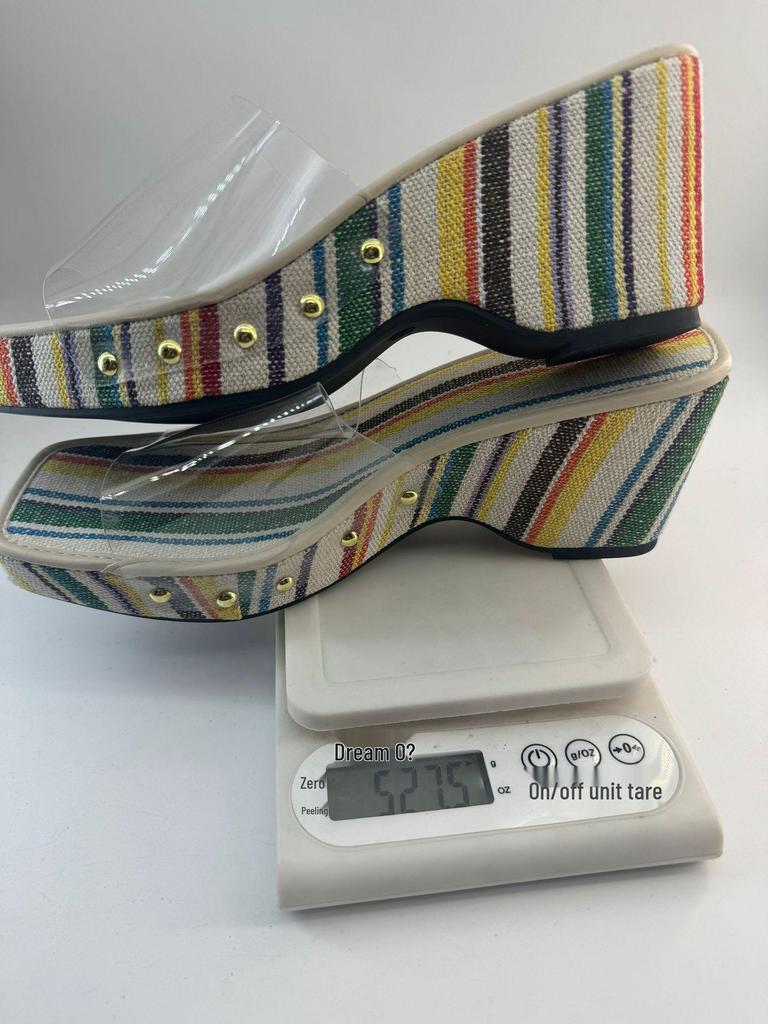 Temu Plus Size Women's Wedge Platform Sandals with Metal Buckle and Rivet Strap - Summer Beach Shoes