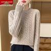 Women's 100% Cashmere Ribbed Sweater - Thick, Loose, Solid Color Pullover for Autumn and Winter