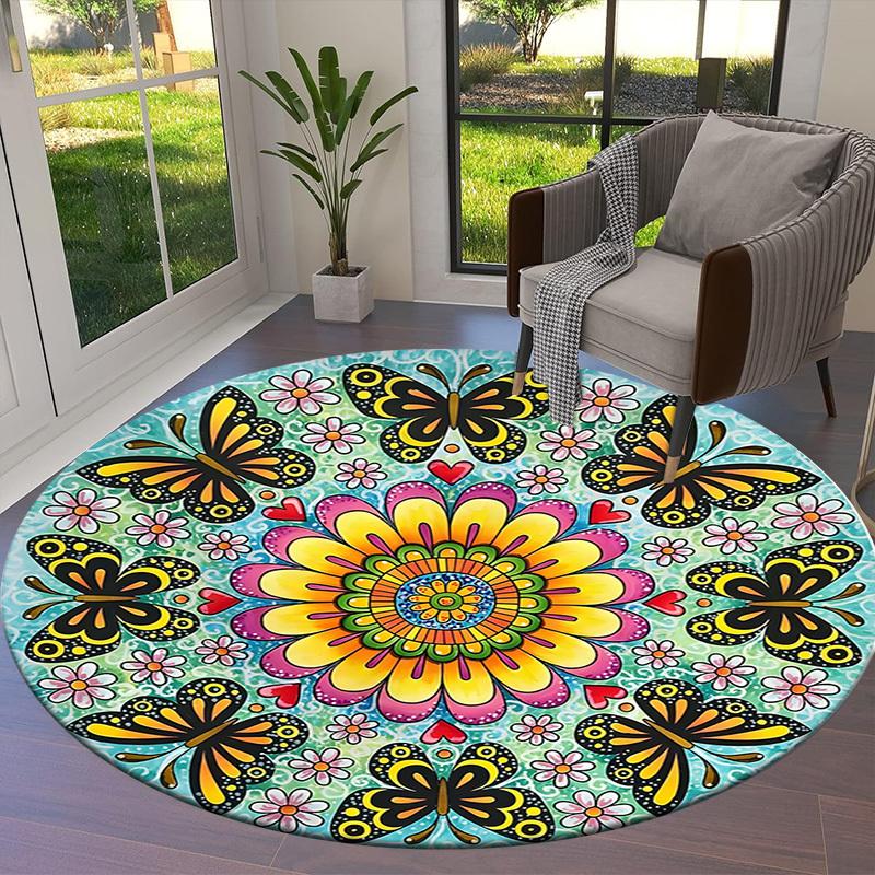 1pc Office Carpet Chair Mats Butterfly Mandala Artwork Perfect for Decorating Office Chairs, Living Rooms, Or Bedrooms