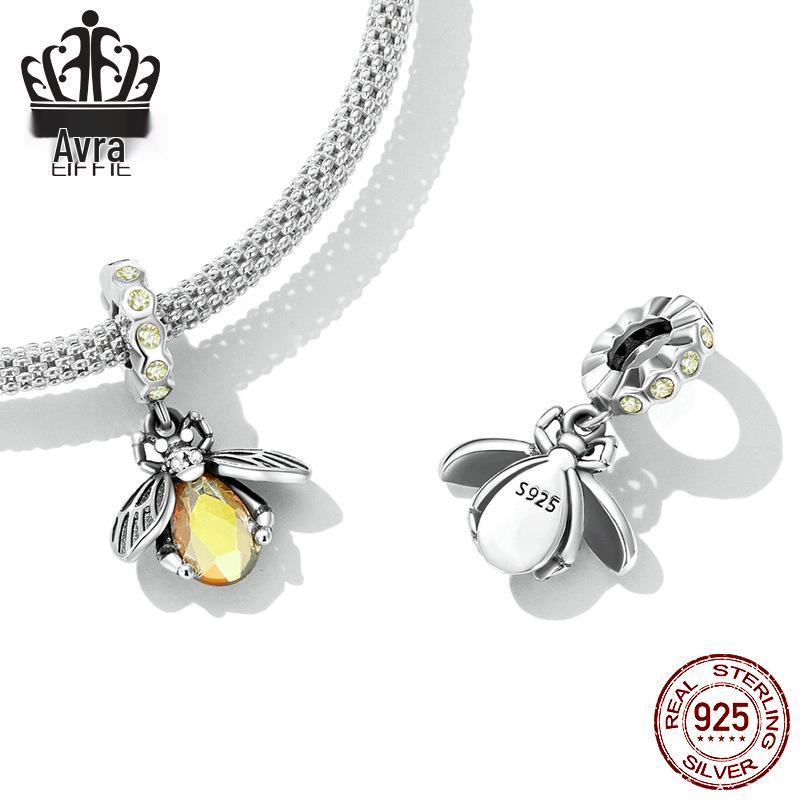 Sterling Silver S925 Bi Hänge Armband med Bikaksmönster Zirkon Accenter