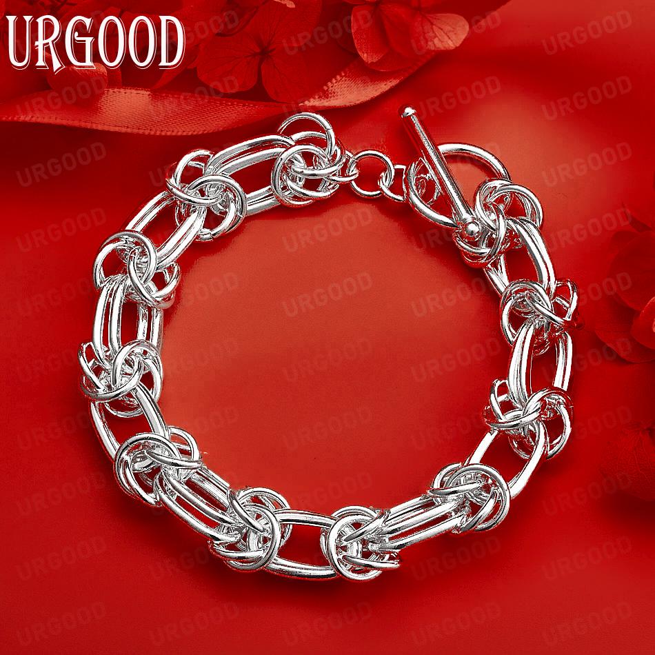 925 Sterling Silver Circle Gift Bracelet Fashion Jewelry