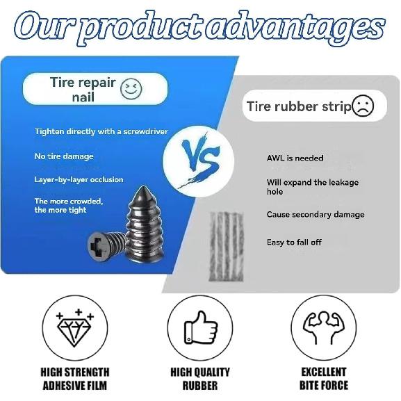 40 PCS Tire Repair Rubber Nails Kit With 2 Sizes, Tire Repair Kit – Fast Self-Service Tire Repair Tools, With Box And Screwdriver, Suitable For Car