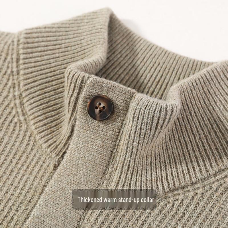 Antonio Men's 100% Merino Wool Thickened Stand-Collar Sweater