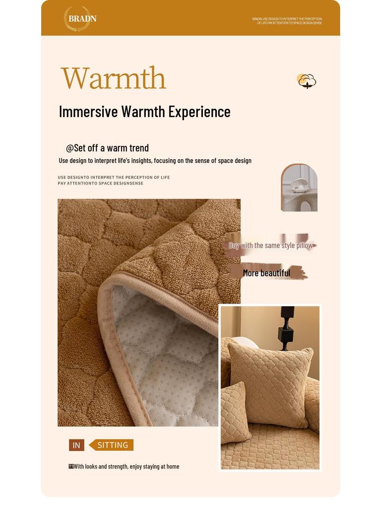 Vysoce kvalitní plyšový polštář na pohovku z mléčného sametu – Novinka Podzim/Zima 2025, Protiskluzový design