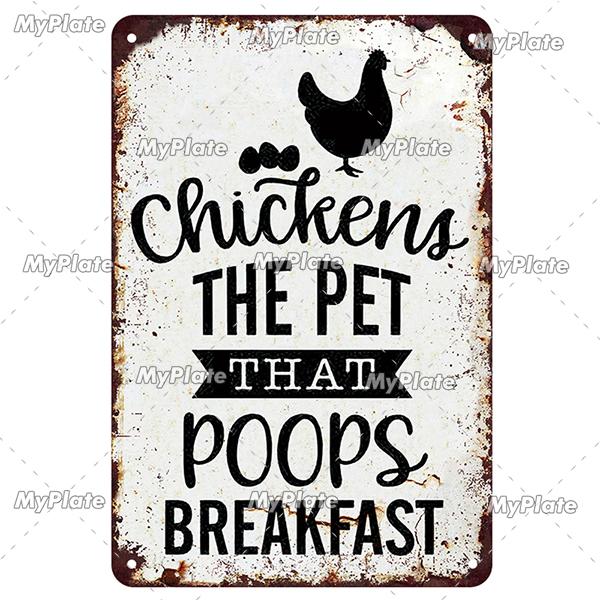 [MyPlate] Vintage Farm Chickens Retro Poster  Metal Sign Plate Tin Sign Wall Crafts Decor For Home Room Plaque Decoration Gift